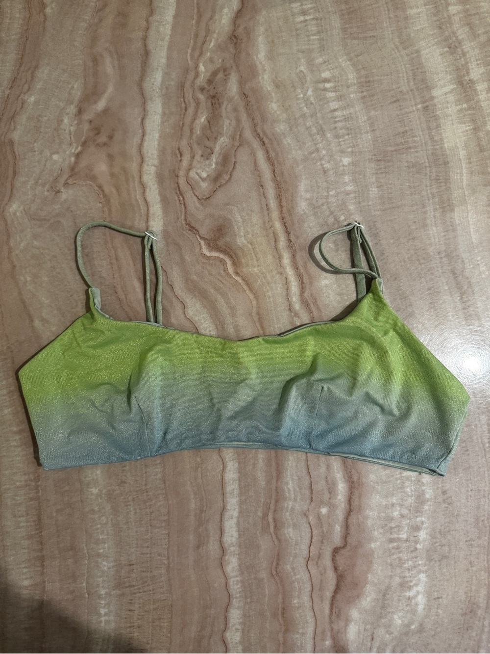 Women’s Onia Ombré Bikini Top in Metallic Green and Blue